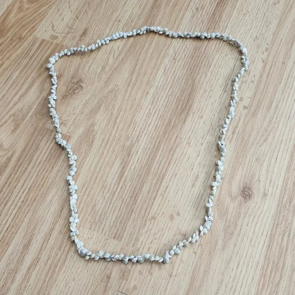 Natural Mixed Seashell Necklace Hawaiian Lei Boho Coastal Beach Ocean White 40in
